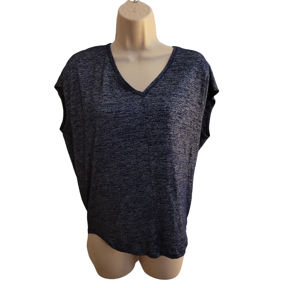 White House Black Market Dark Blue V Neck Blouse Size Small